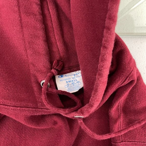 Champion Basic Reverse Weave Hoodie Sweatshirt Embroidered C Logo Red Size S - Picture 5 of 5